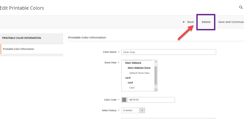 Can I Delete Printable Colors from Edit Page?